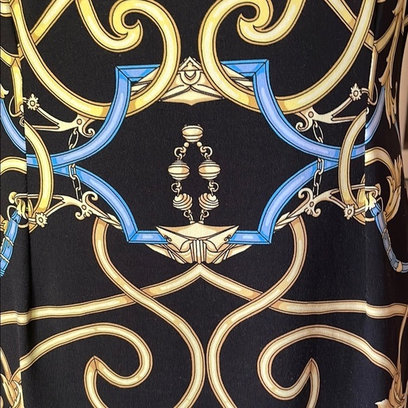 J. McLaughlin Gold and Blue Embellished Mid-Sleeve Midi Dress - Picture 5 of 14